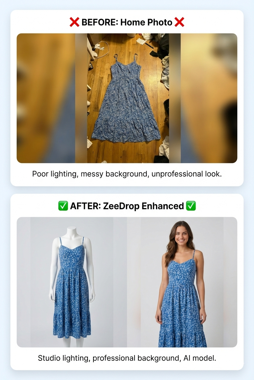 Sell Clothes From Home With Better Photos: AI Model Images + AI Photo Enhancer